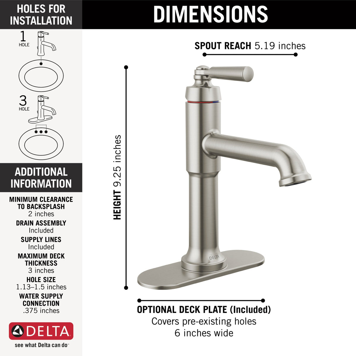 536-SSMPU-DST Saylor® Single Handle Bathroom Faucet Stainless