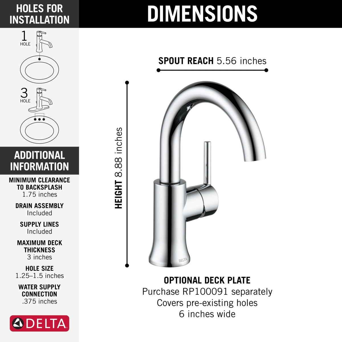 559HA-DST Trinsic® Single Handle High-Arc Bathroom Faucet Chrome