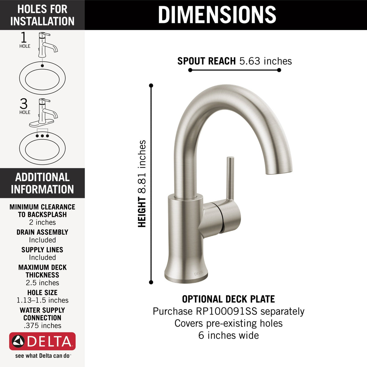 559HAR-SS-DST Trinsic® Single Handle Bathroom Faucet Stainless