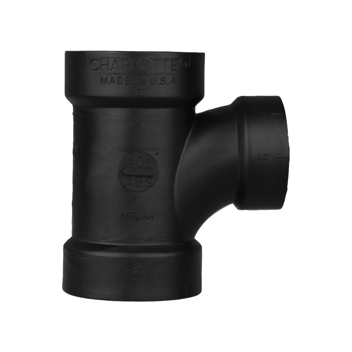 ABS-00401-1000 2" x 2" x 1-1/2" ABS DWV Sanitary Tee - All H