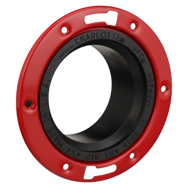 ABS-00812-0800 4" x 4" ABS DWV Spigot Closet Flange with Metal Ring - Closet x Spigot