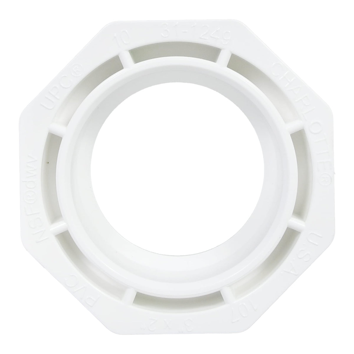PVC-00107-1400 3" x 2" PVC DWV Flush Bushing - Spigot x H