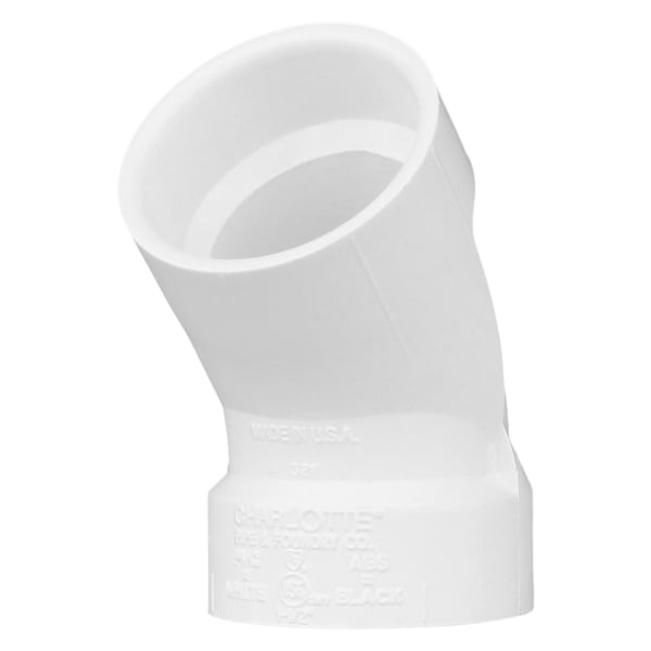 PVC-00321-0800 1-1/2" PVC DWV 45° Elbow - H x H