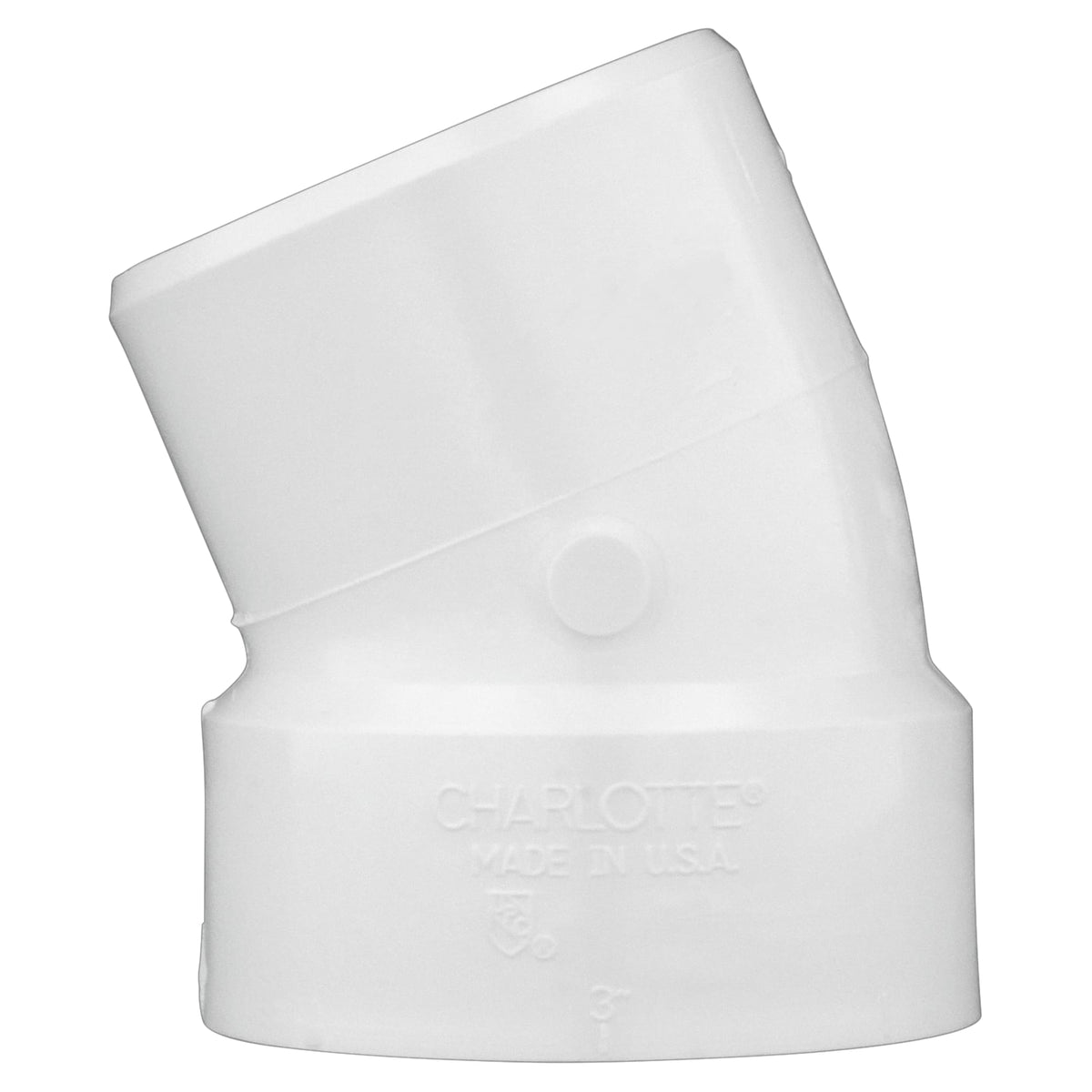 PVC-00326-1000 3" PVC DWV 22-1/2° Street Elbow - H x Spigot