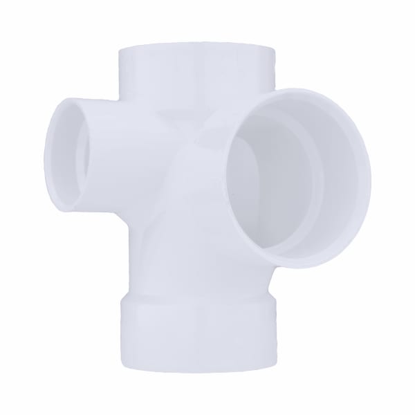 PVC-00416-0800 3" x 3" x 3" x 2" PVC DWV Sanitary Tee with Left Side Inlet - All H