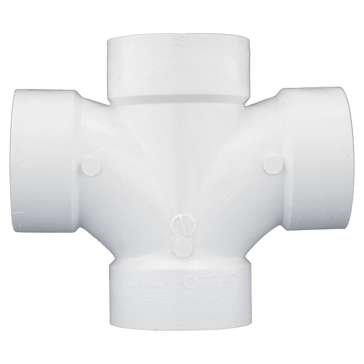 PVC-00428-1000 3" PVC DWV Double Sanitary Tee - All H