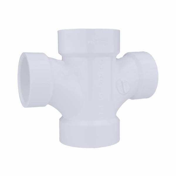 PVC-00429-0600 2" x 2" x 1-1/2" x 1-1/2" PVC DWV Double Sanitary Tee - All H