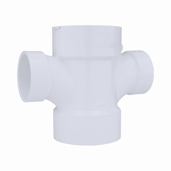 PVC-00429-1200 3" x 3" x 2" x 2" PVC DWV Double Sanitary Tee - All H