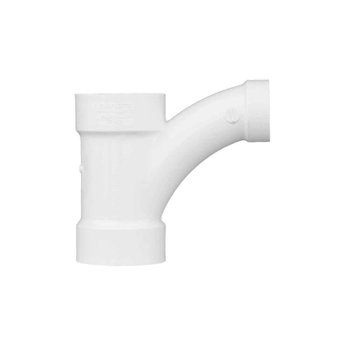 PVC-00502-1400 3" x 3" x 2" PVC DWV Combination Tee Wye - All H