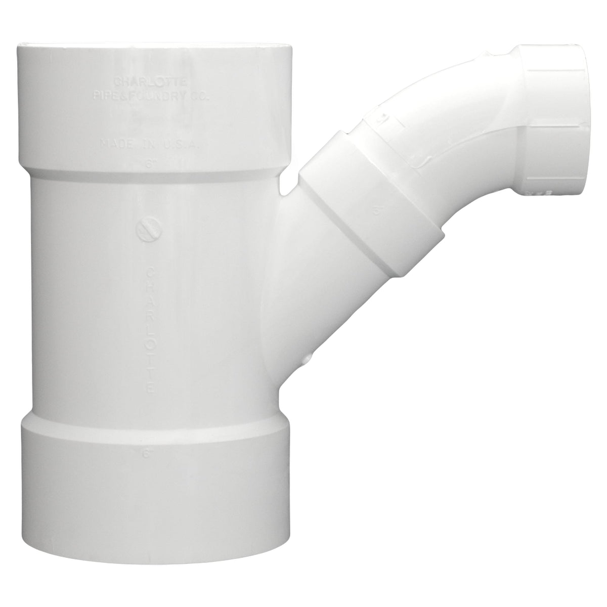 PVC-00504-1200 6" x 6" x 3" PVC DWV Combination Tee Wye - All H
