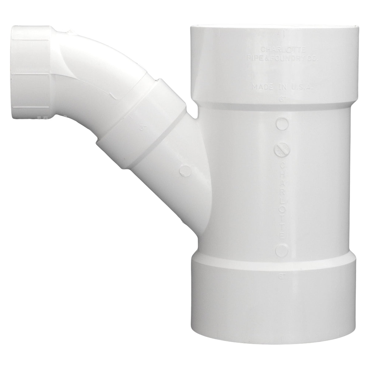 PVC-00504-1200 6" x 6" x 3" PVC DWV Combination Tee Wye - All H