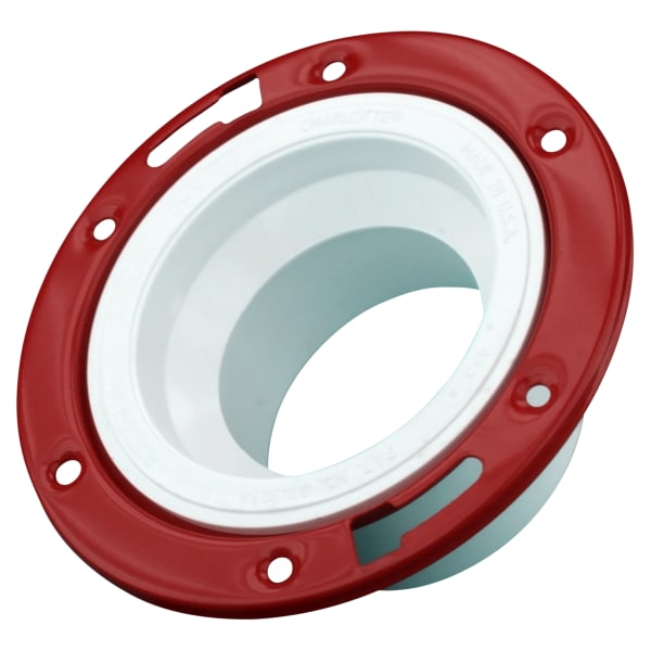 PVC-00811-0600 4" x 3" PVC DWV Closet Flange with Metal Ring - Closet x H