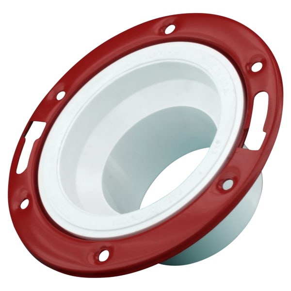 PVC-00812-0600 4" x 3" PVC DWV Spigot Closet Flange with Metal Ring - Closet x Spigot