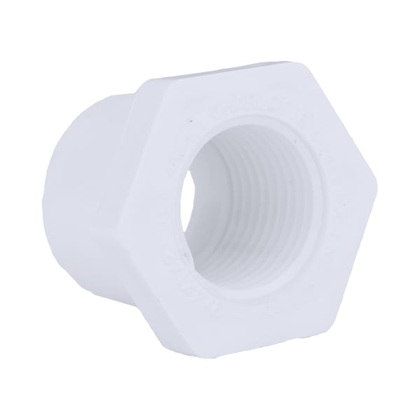 PVC-02108-0600 3/4" x 1/2" PVC SCH40 Bushing - Spigot x FPT