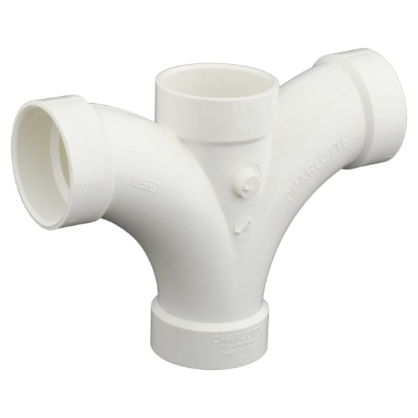 PVC-00500-0600 2" PVC DWV Double Fixture Fitting - All H