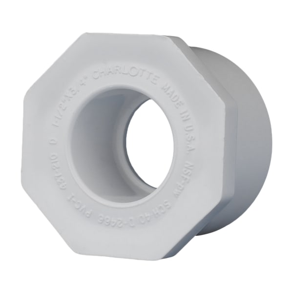 PVC-02107-1100 1-1/2" x 3/4" PVC SCH40 Bushing - Spigot x Socket