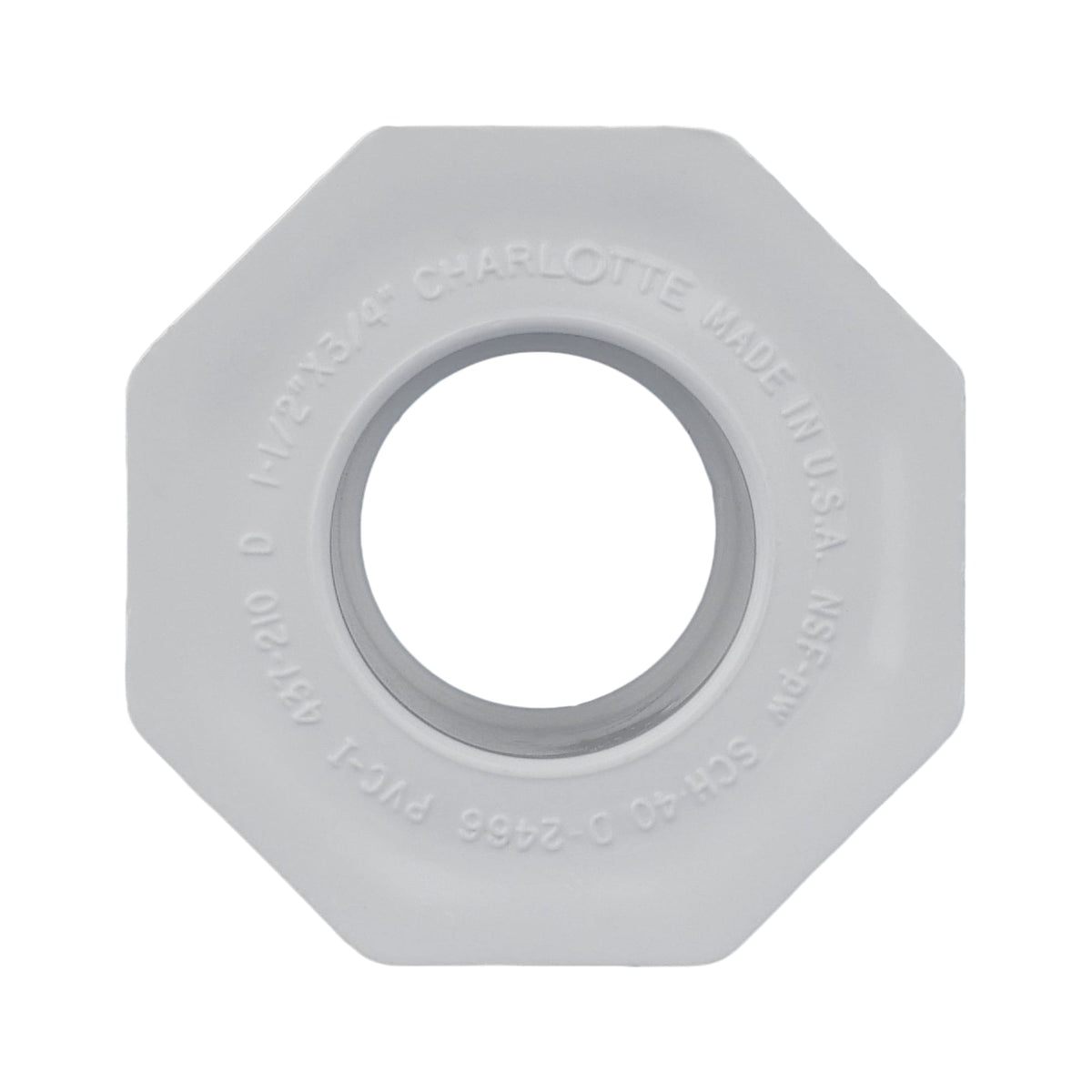 PVC-02107-1100 1-1/2" x 3/4" PVC SCH40 Bushing - Spigot x Socket
