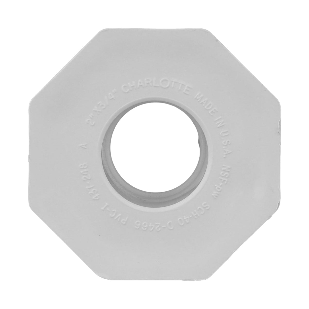 PVC-02107-1275 2" x 3/4" PVC SCH40 Bushing - Spigot x Socket