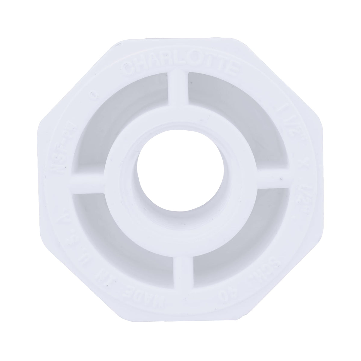 PVC-02108-1400 1-1/2" x 1/2" PVC SCH40 Bushing - Spigot x FPT