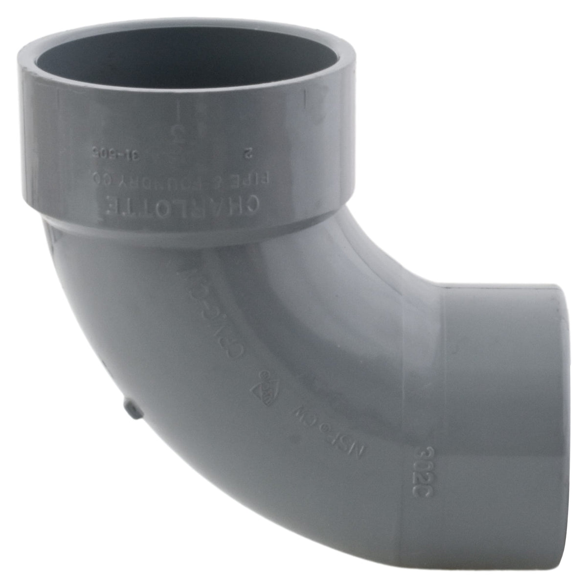 AW-00302-0030C 3" 90 Deg Street Elbow Spigot x Hub CPVC Chemical Drainage Fitting
