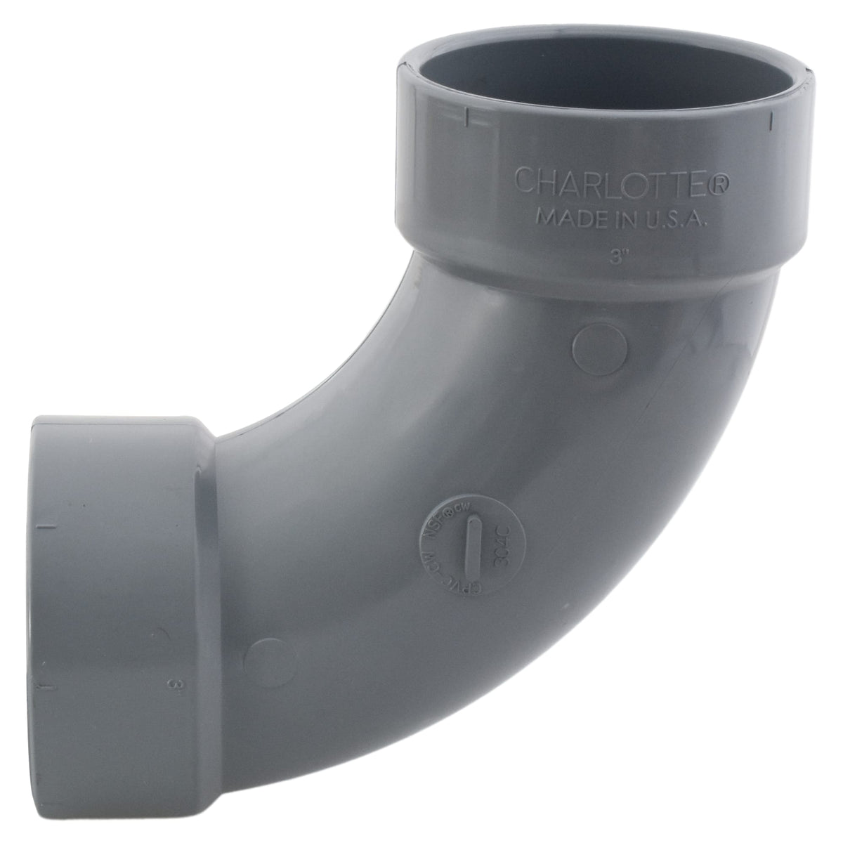 AW-00304-0030C 3" 90 Deg Long Sweep Street Elbow Hub x Hub CPVC Chemical Drainage Fitting