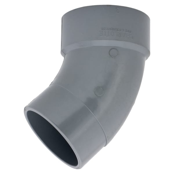 AW-00323-0030C 3" 45 Deg Street Elbow Spigot x Hub CPVC Chemical Drainage Fitting