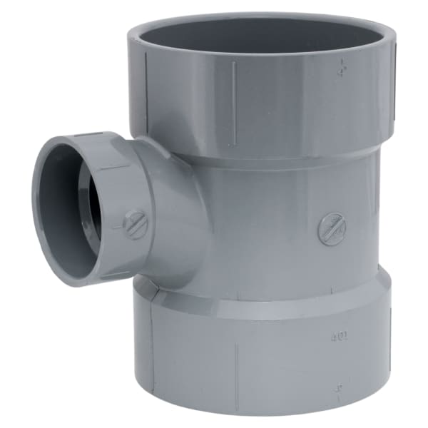 AW-00401-0420C 4" x 4" x 2" Reducing Sanitary Tee All Hub CPVC Chemical Drainage Fitting