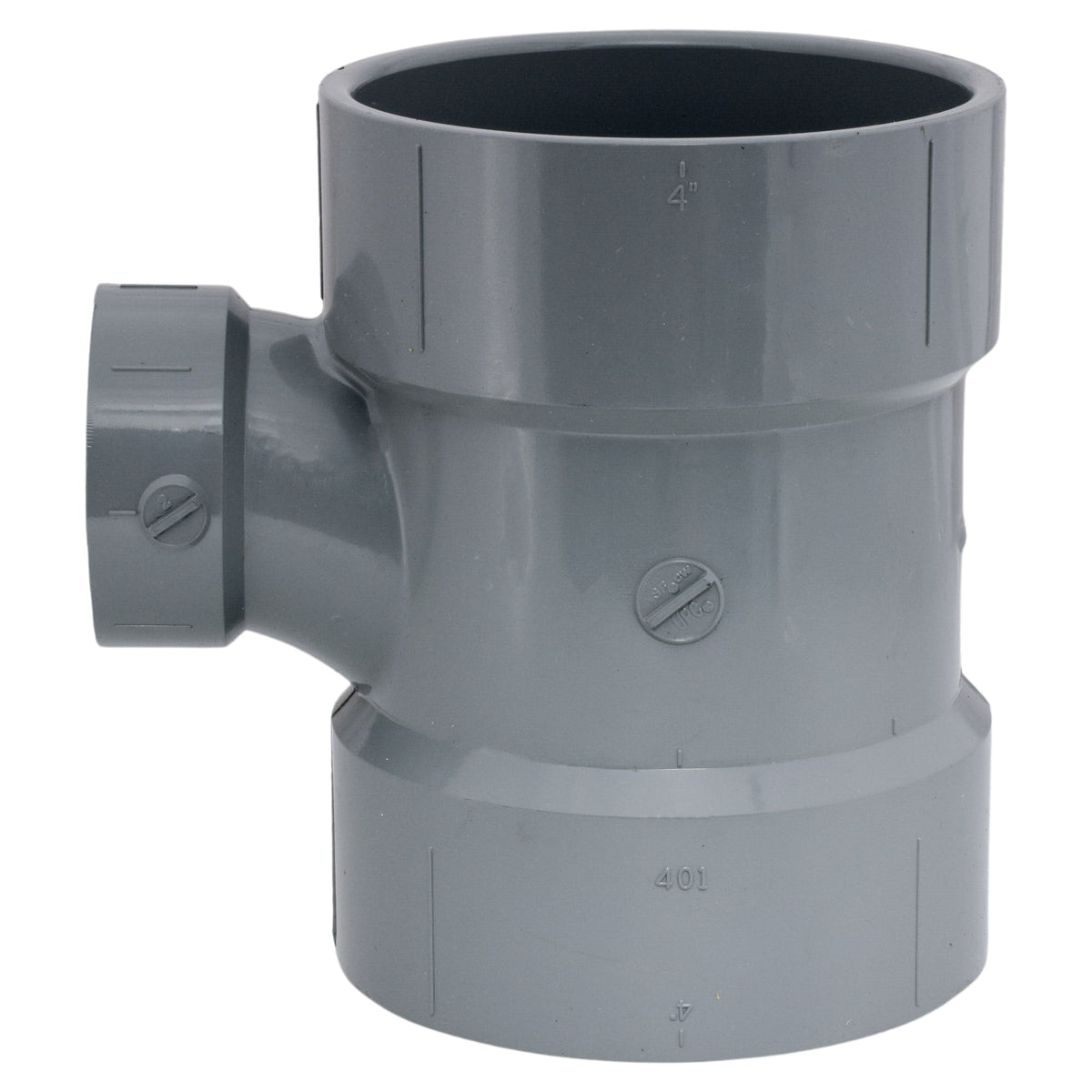 AW-00401-0420C 4" x 4" x 2" Reducing Sanitary Tee All Hub CPVC Chemical Drainage Fitting