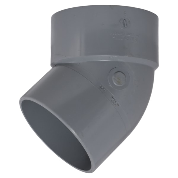 AW-00323-0080C 8" 45 Deg Street Elbow Spigot x Hub CPVC Chemical Drainage Fitting