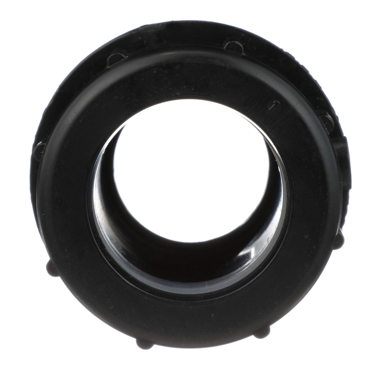 ABS-00103W-0600 1-1/2" x 1-1/4" ABS DWV Male Trap Adapter with Plastic Nut - Spigot x Tubular Slip