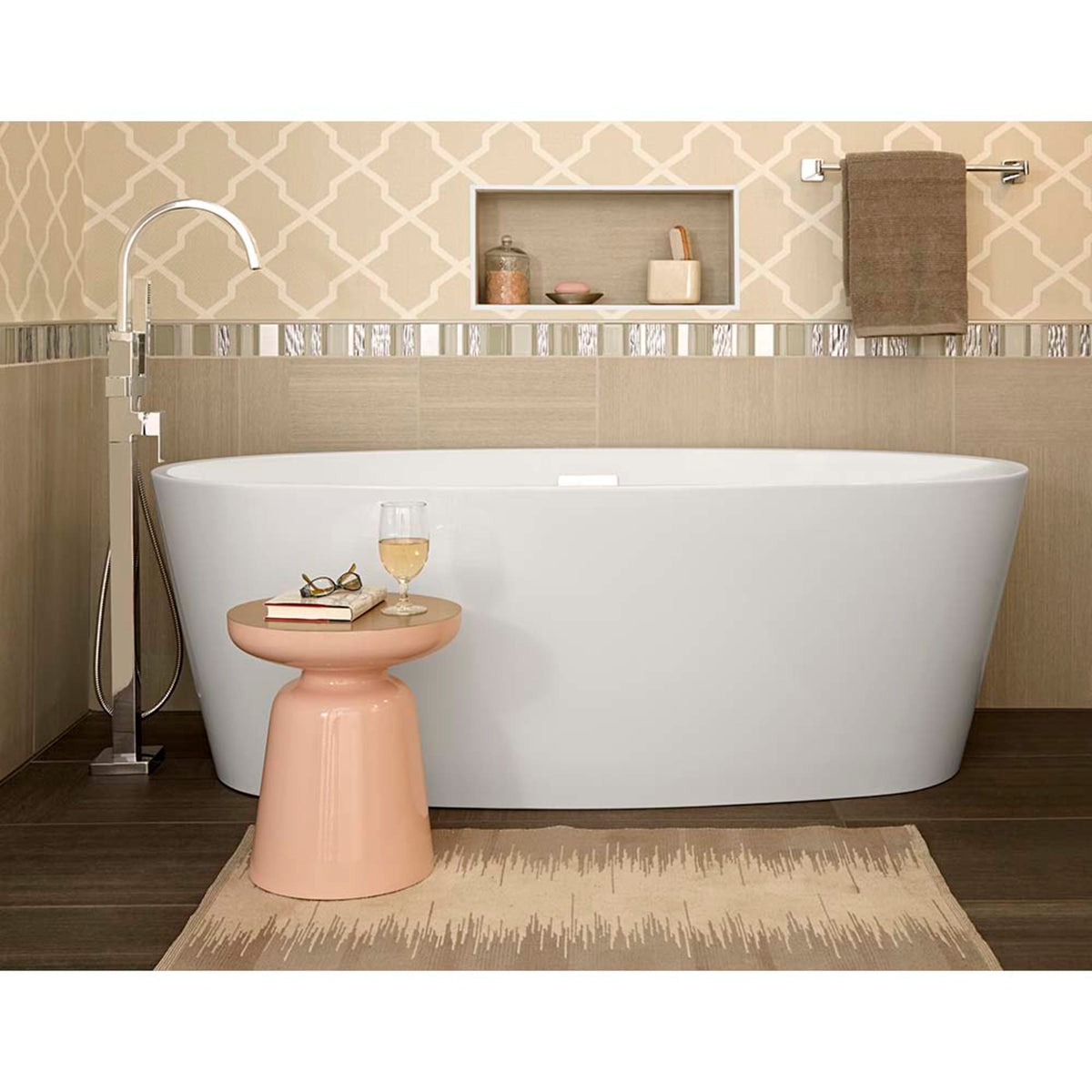 2765034.020 Coastal Serin 68" x 31" Freestanding Bathtub Center Drain With Integrated Overflow White