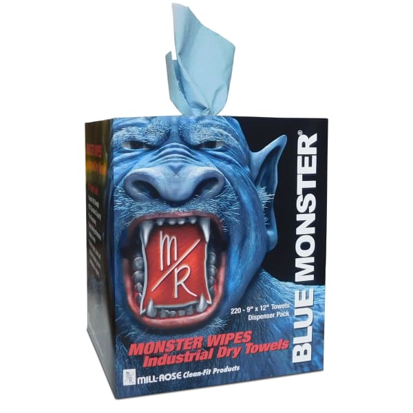 77100 Blue Monster Wipes - 220 Count 9" x 12"