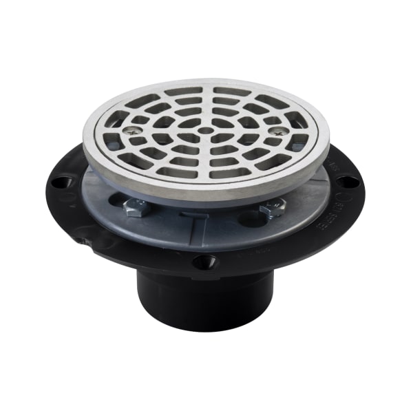 821-200ASR ABS 2" Shower Drain Matte Stainless Steel Round Grate 4-7/16"