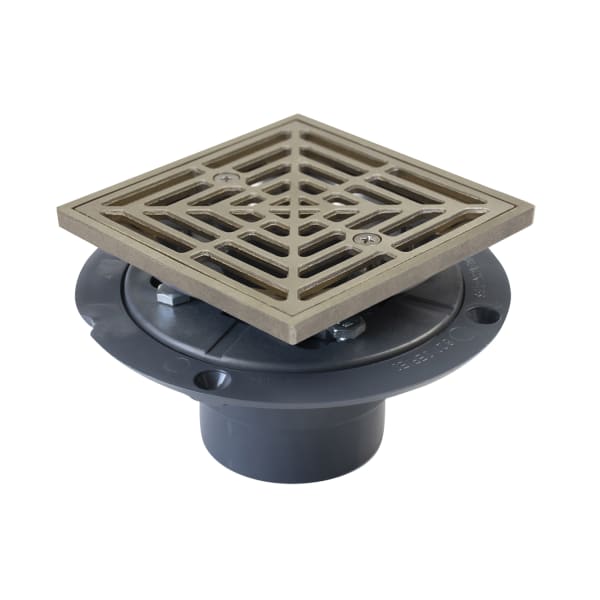 821-200PNQ PVC 2" Shower Drain Nickel Bronze Square Grate 4-1/2"