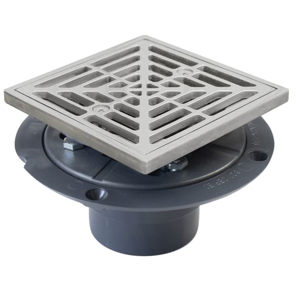 821-200PSQ PVC 2" Shower Drain Matte Stainless Steel Square Grate 4-1/2"