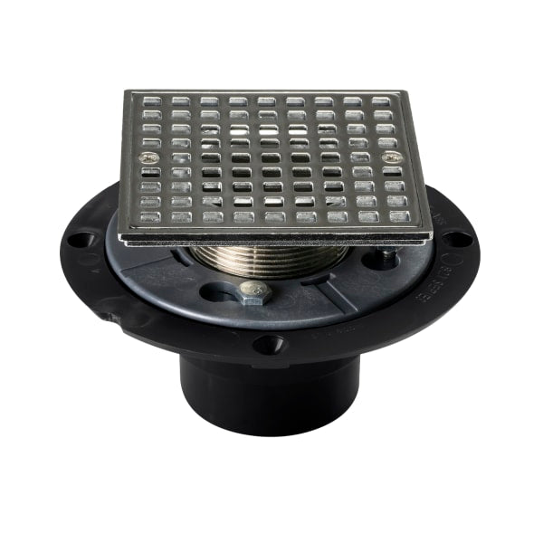 821-2AQCP ABS 2" Shower Drain, Chrome Square Grate
