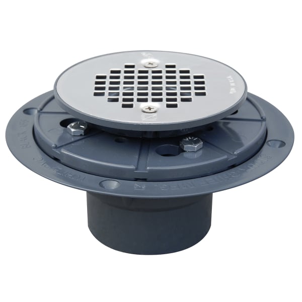 821-2P PVC 2" Shower Drain, Chrome Round Grate