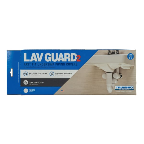 82193 Lav Guard 2 100 Series Undersink Piping Cover with 2 Angle Valves and 2 Supply Covers, For Tubular P-Traps, China White
