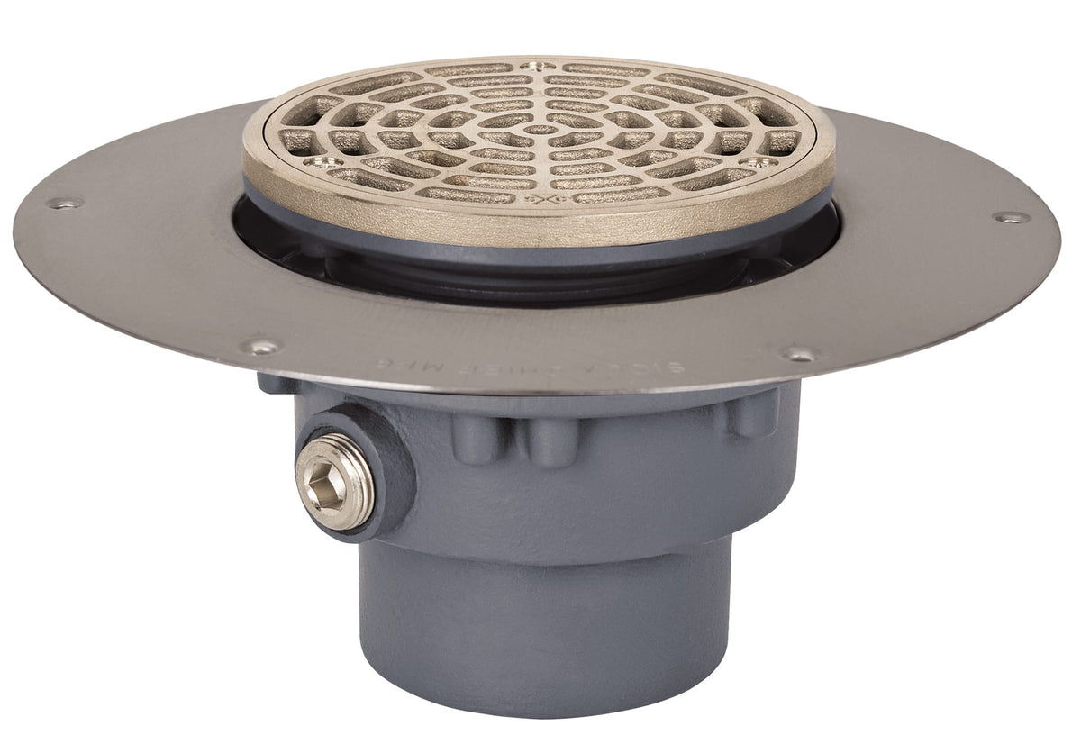 822-3DNR 3" Round Grate Floor Drain 5-7/8" Nickel Bronze Cast Iron