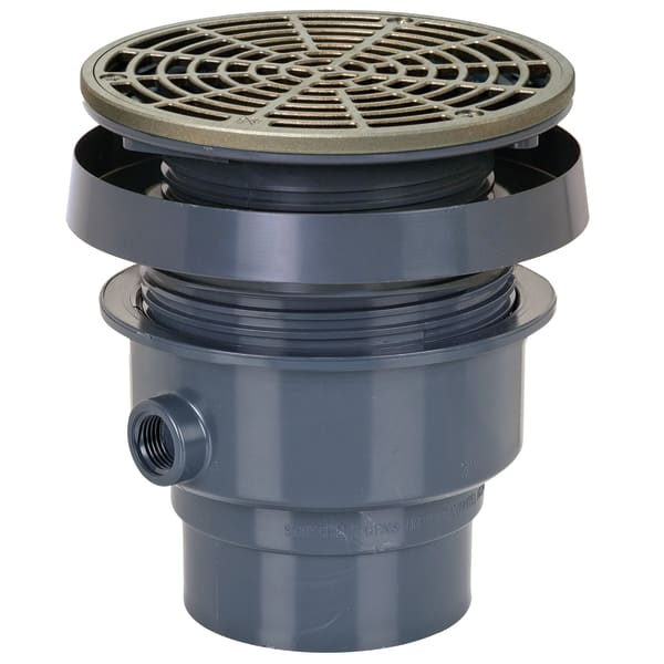 832-36PNR Finish Line Drain 3" PVC with 6" Nickel Bronze Round Ring and Strainer