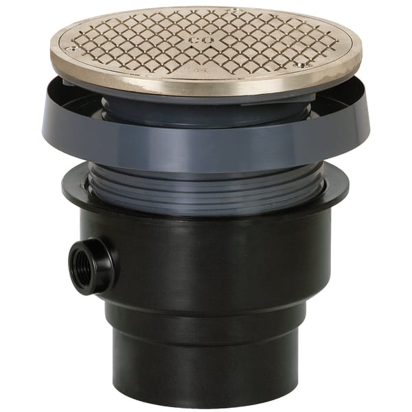 834-3ANR 3" Solvent Weld FinishLine Complete Cleanout with Round Grate Nickel Bronze Finish ABS Body