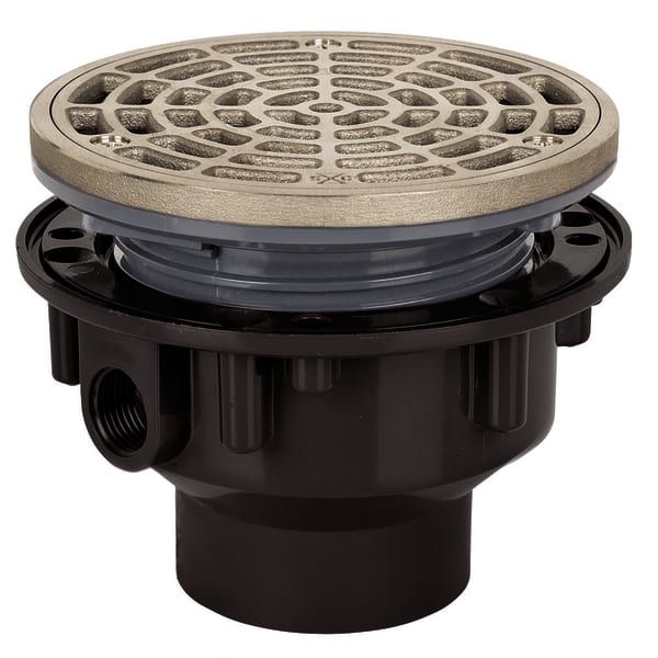 842-2ANR 2" Solvent Weld Complete Adjustable Floor Drain with Round Grate 5-1/2" Nickel Bronze Finish ABS Body