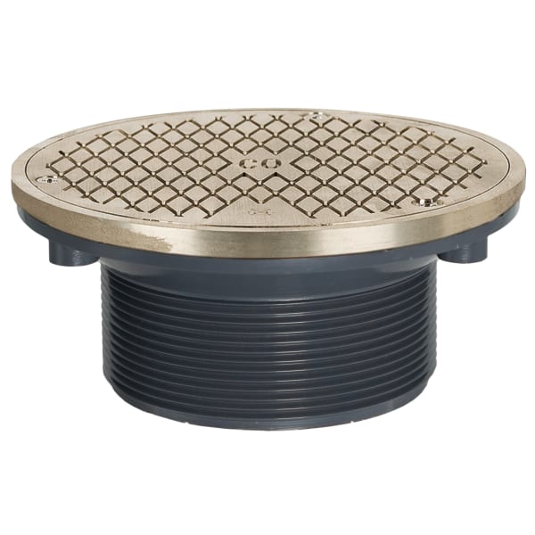 852-4LNR Adjustable Floor Cleanout 4" MIP ABS 6" Nickel Bronze Round Cover