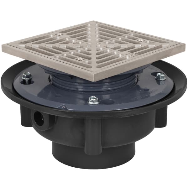 863-335SQ 3" Solvent Weld Square Above-Grade Floor Drain 5-7/8" Top Stainless Steel Finish