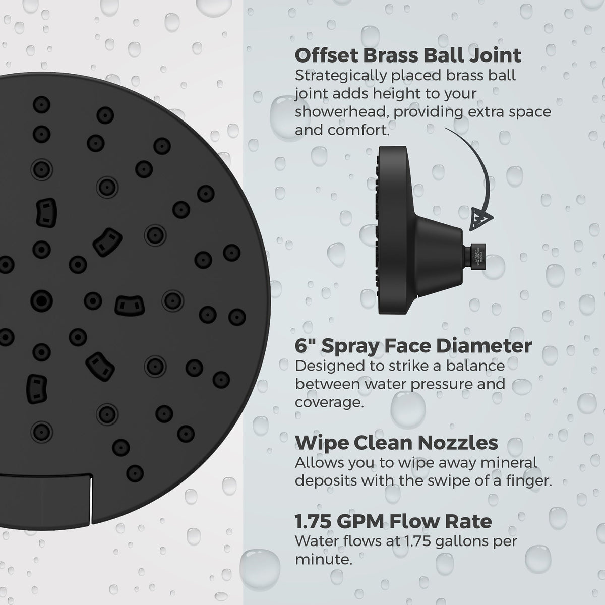 USH-50SHWSDB Modern Round Showerhead in Spot Defense Matte Black