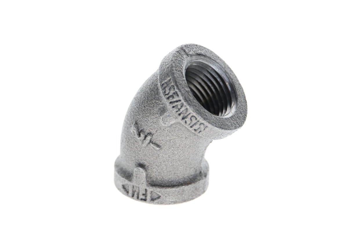 520-203 1/2" Black Iron Elbow - 45°