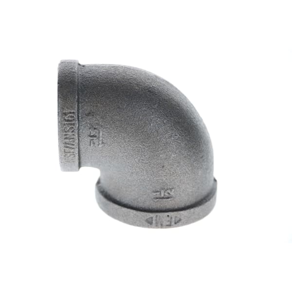 520-157 1-1/2" x 1" Black Iron Elbow - 90°