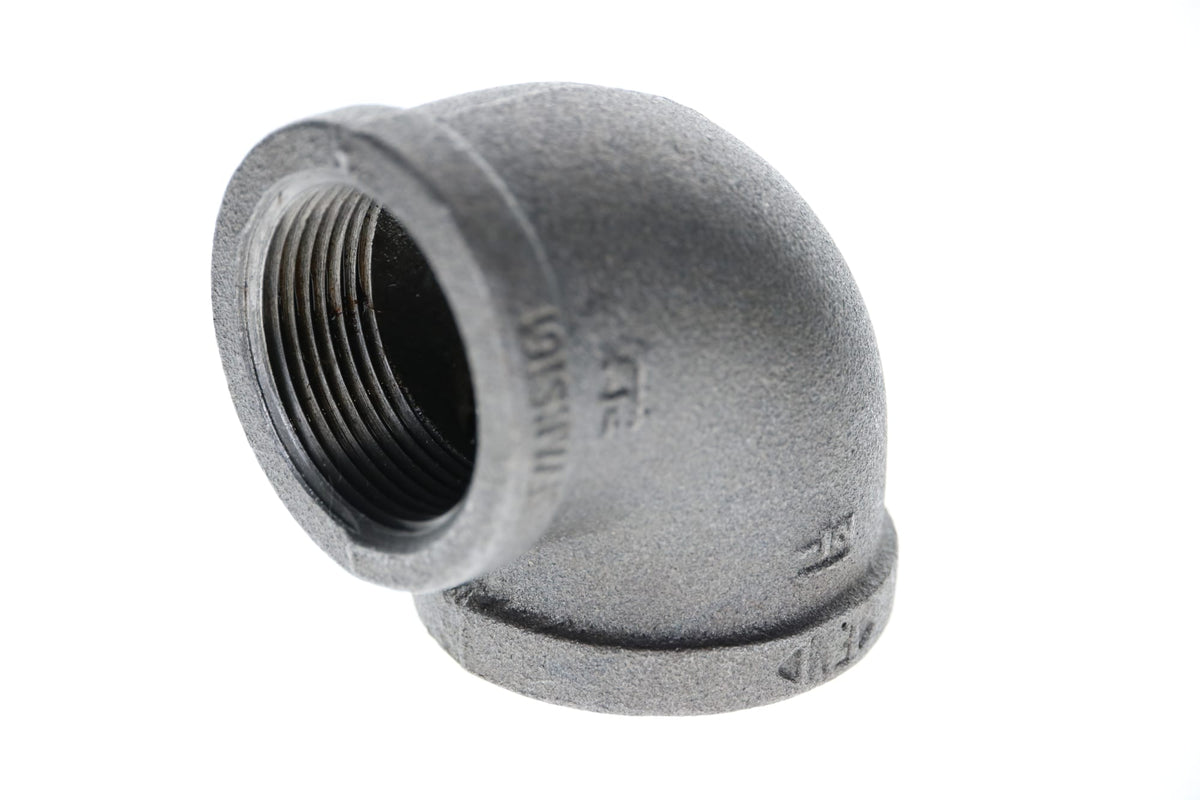 520-157 1-1/2" x 1" Black Iron Elbow - 90°