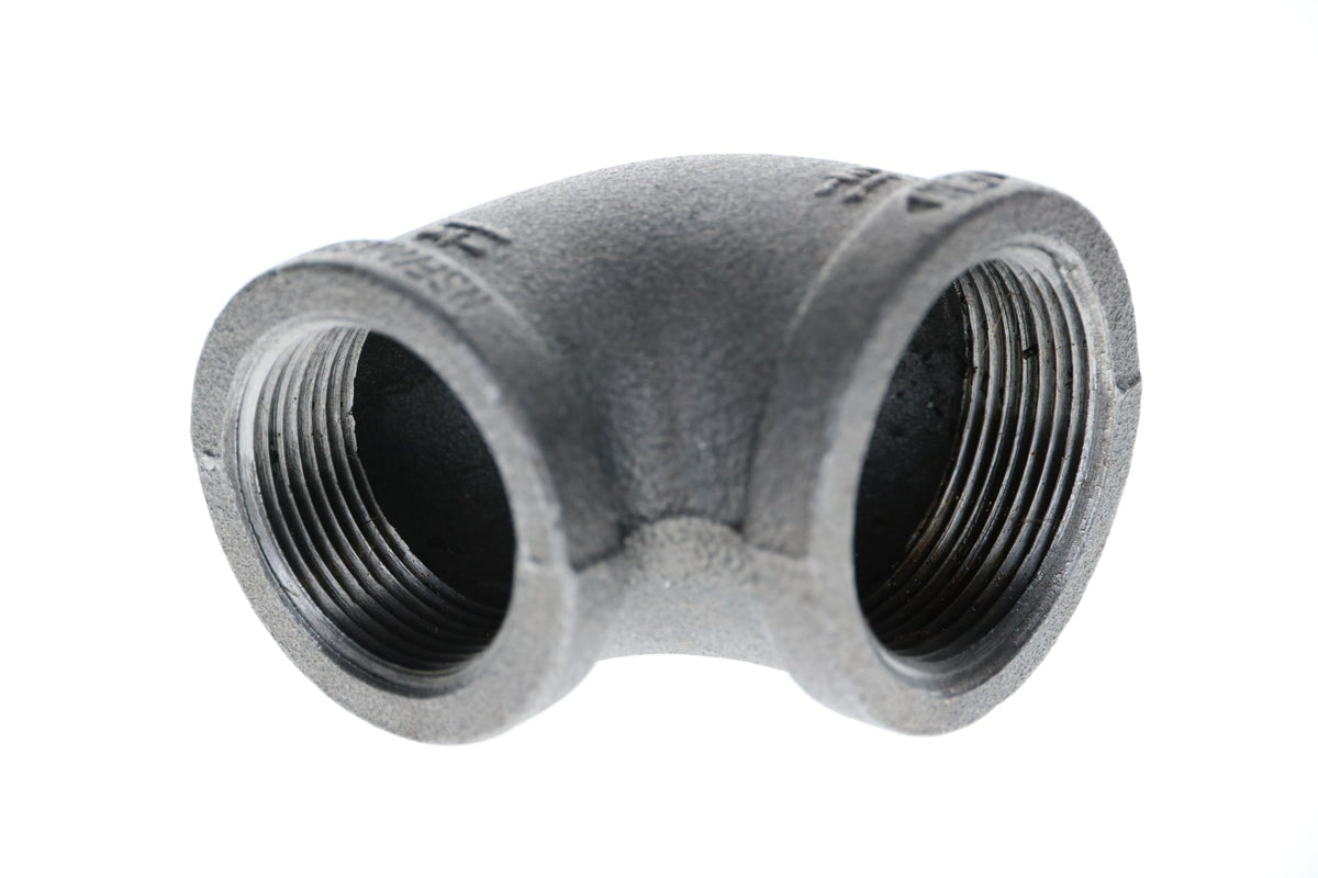 520-157 1-1/2" x 1" Black Iron Elbow - 90°