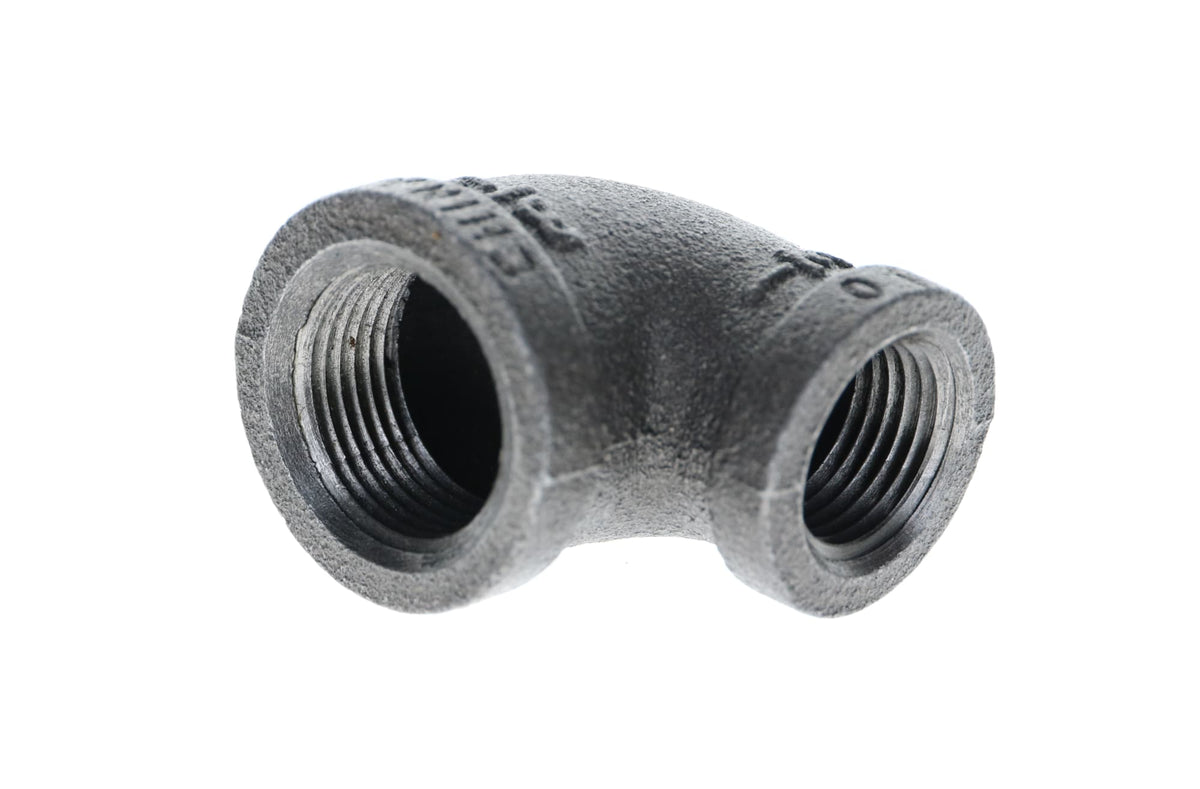 520-143 3/4" x 1/2" Black Iron Elbow - 90°